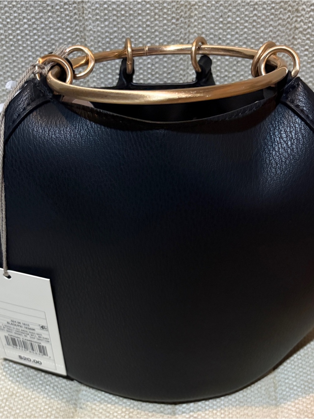 a new day Black Shoulder Bag with Gold Ring Handle